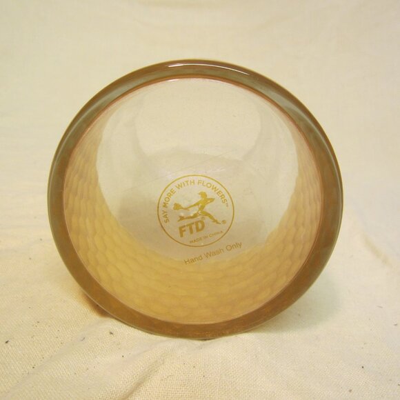VTG FTD FLORIST VASE, CLEAR W/HONEYCOMB GOLD BOTTOM CYLINDER SHAPE - Picture 4 of 4